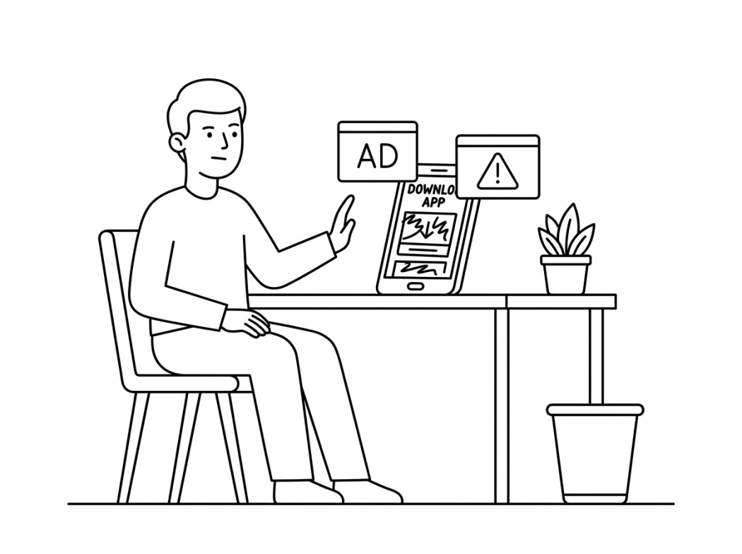 Black and white line illustration representing why we skip ripper apps.