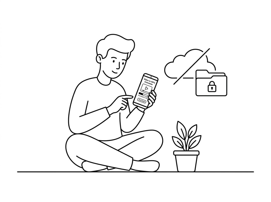 Black and white line illustration representing why offline beats web for anything personal.