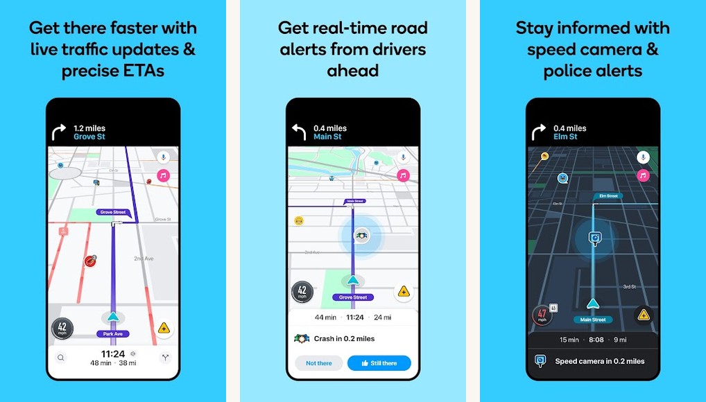 Waze screenshots on Android