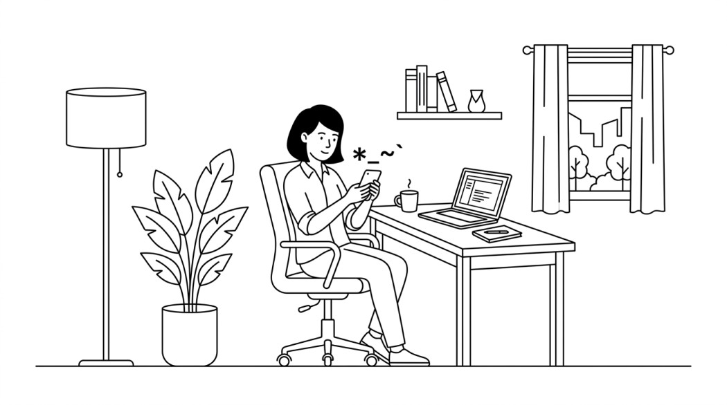 Black-and-white line illustration: a minimal Notion-style scene representing whatsapp text formatting tricks that still work.