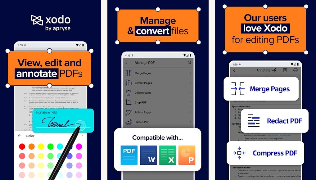 Xodo PDF Reader & Editor screenshots on Android