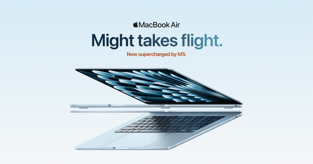 Apple MacBook Air 13.6 inch with M5 chip, open on a desk
