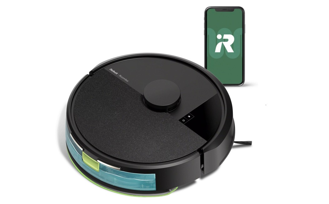 iRobot Roomba 105 Combo robot vacuum and mop on a hardwood floor