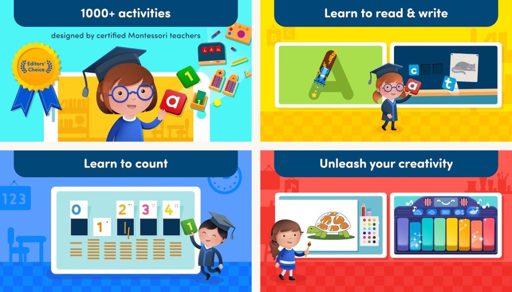 Montessori Preschool app screenshots on Android