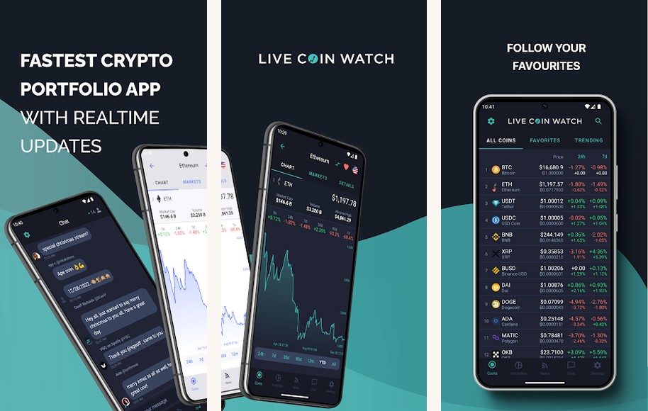 Live Coin Watch crypto price tracker screenshots on Android
