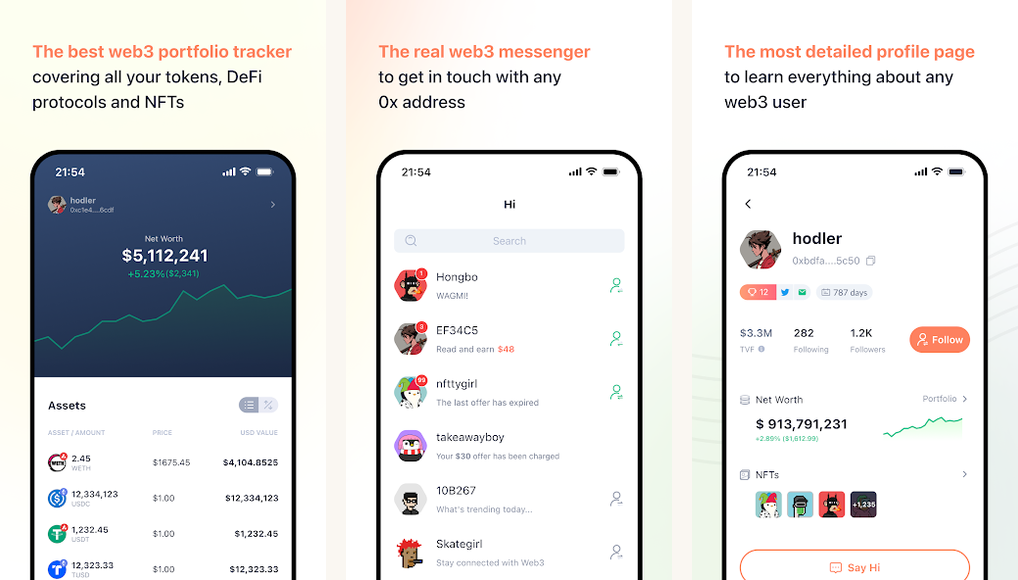 DeBank DeFi portfolio tracker app screenshots on Android