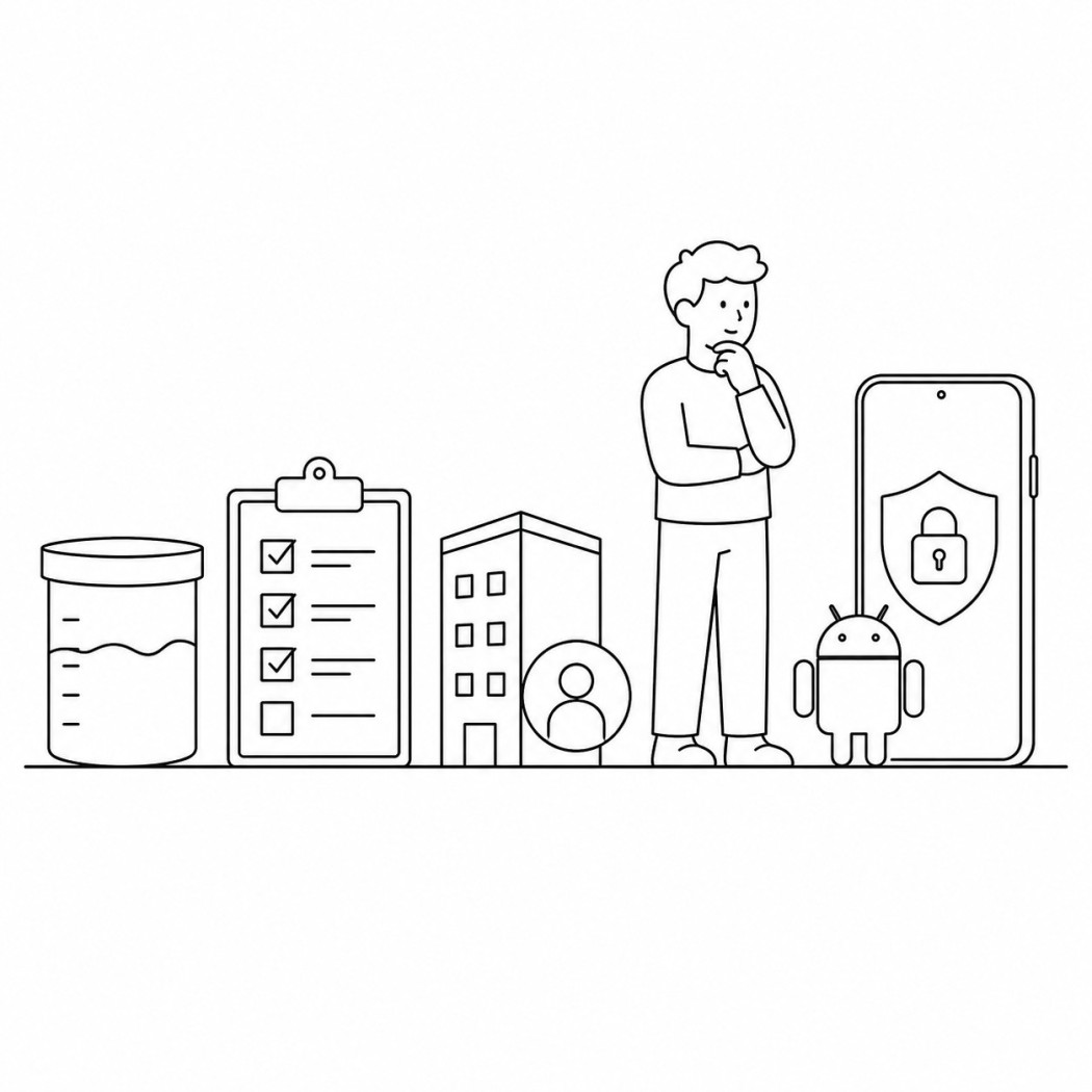 Line art of a person settling on the one free Android VPN worth trusting