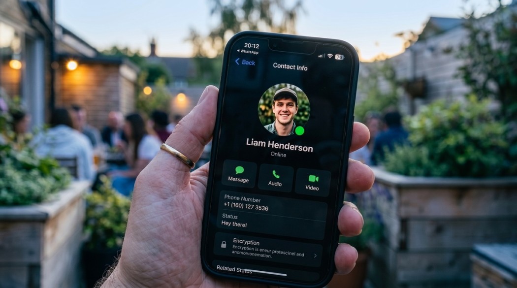 WhatsApp on iPhone showing green dot online status