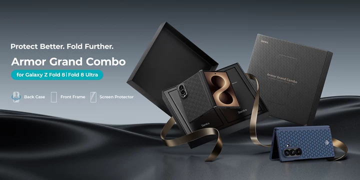 Benks ArmorGrid Pro Grand Combo Kevlar case on a folded Samsung Galaxy Z Fold8