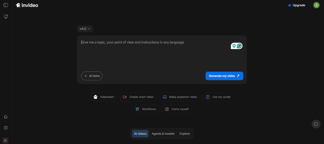 InVideo timeline editor with a template applied to an image