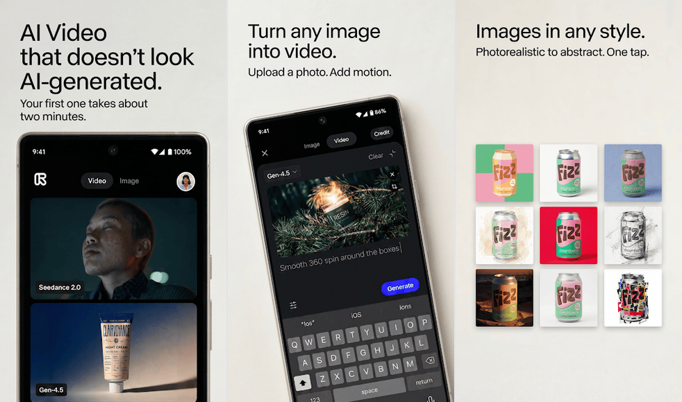 Runway AI video and image generation on Android