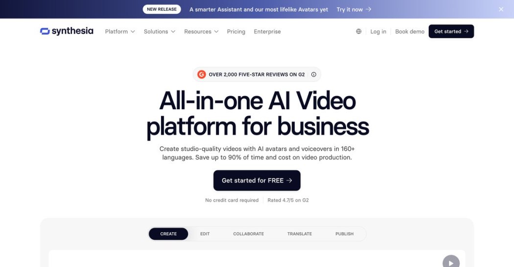 Synthesia AI avatar video platform website