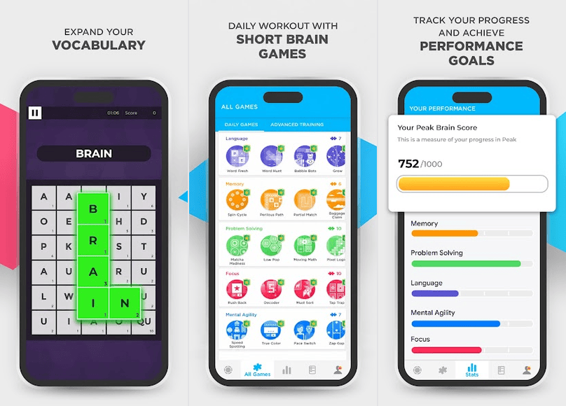 Peak brain training games on Android