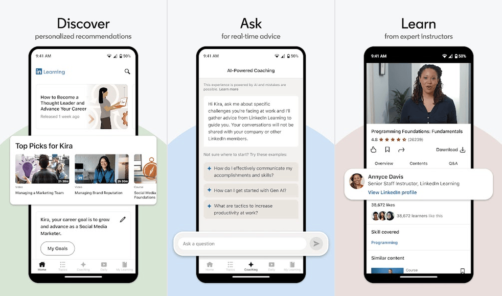 LinkedIn Learning courses on Android