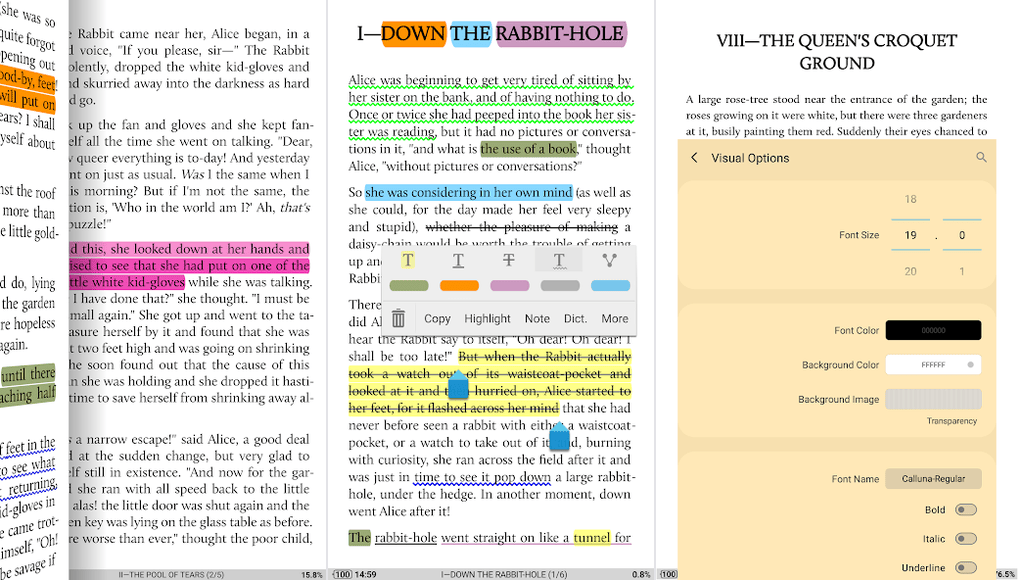 Moon+ Reader ebook reading on Android