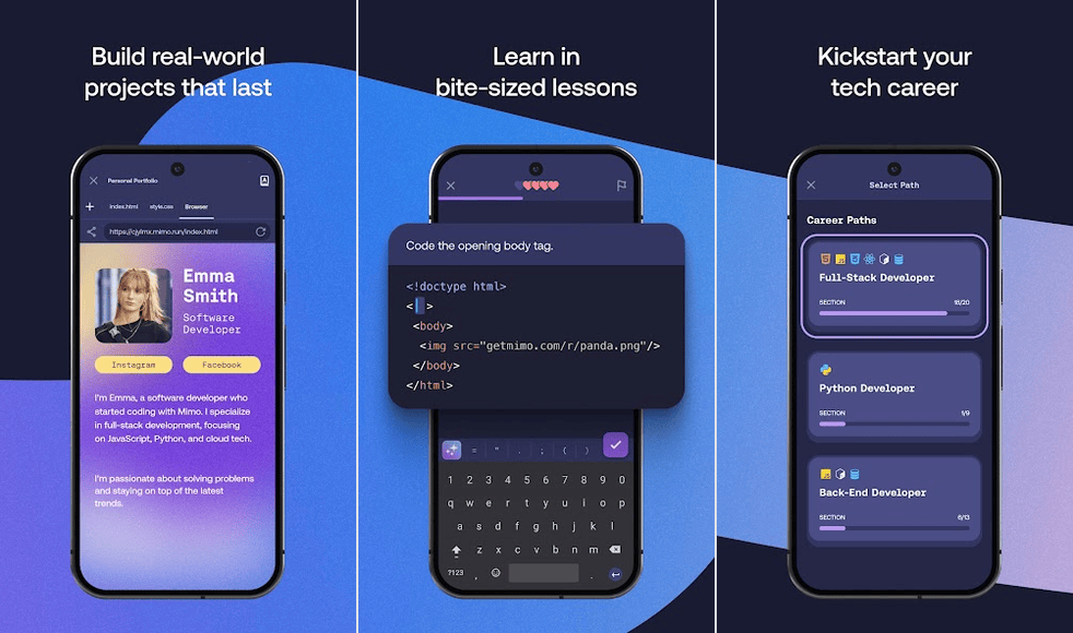 Mimo coding lessons on Android