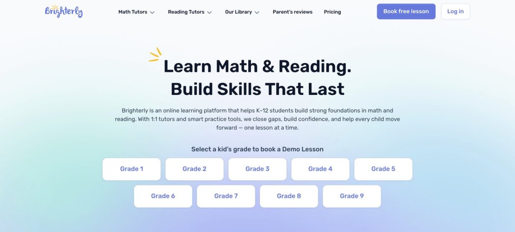 Brighterly online math and reading tutoring website
