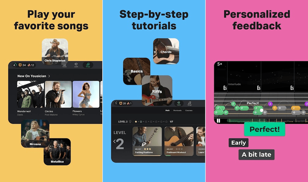 Yousician guitar lessons on Android