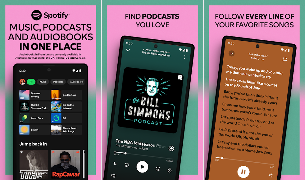 Spotify podcast screens on Android