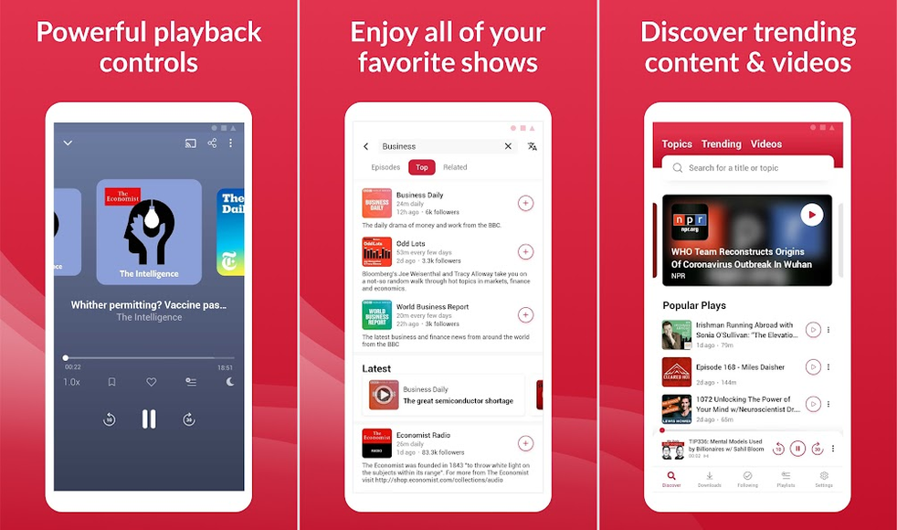 Player FM app screenshots on Android
