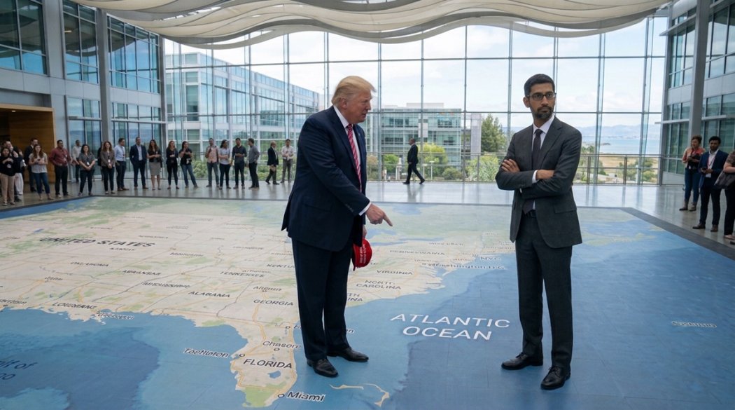 Google CEO Sundar Pichai turned down President Donald Trump’s request to rename the Atlantic Ocean on Maps